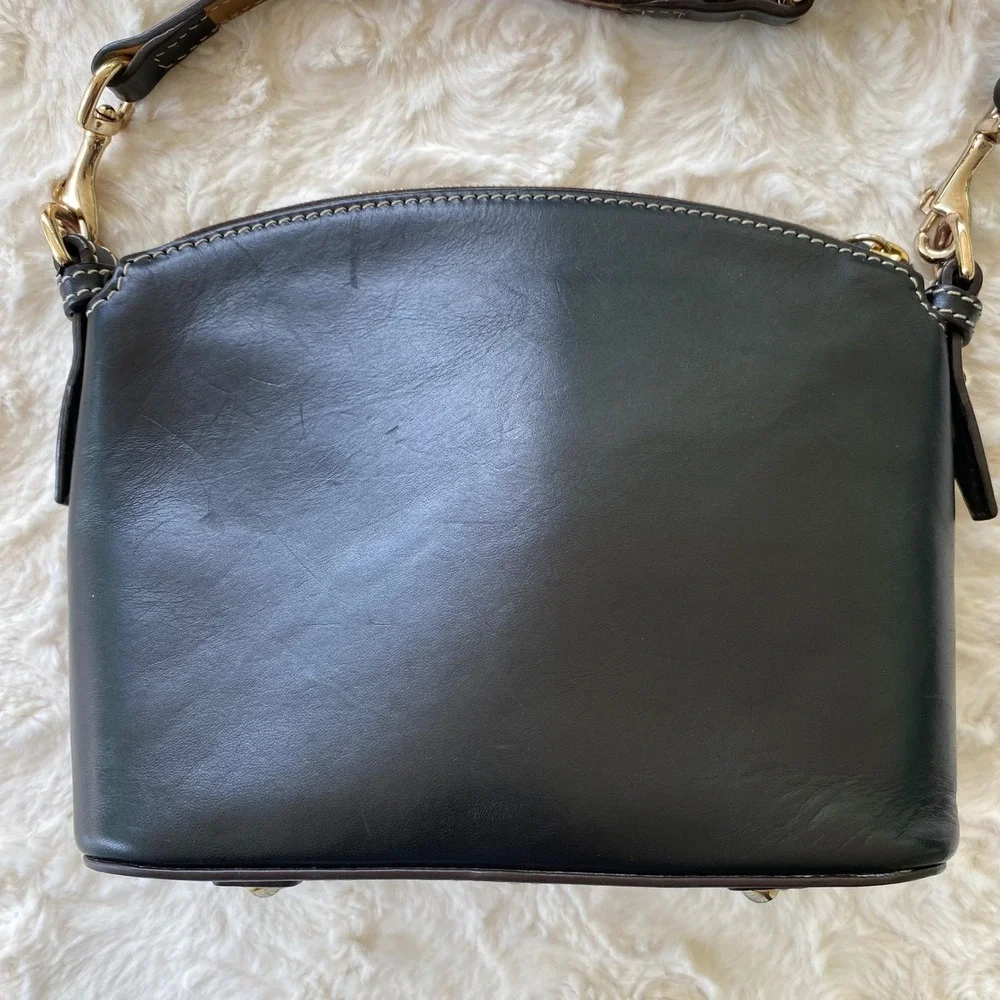 Dooney & Bourke Crossbody Bag Small Black Leather Domed Purse Classic Luxury